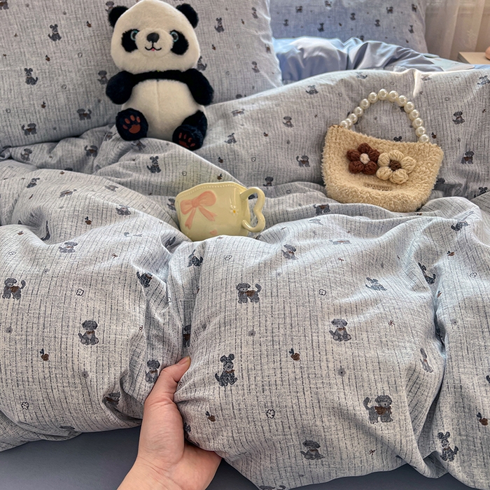 91家纺网 家纺一手货源 找家纺 优尚佳生活馆 【提供买家秀】2026新款加厚水洗仿棉A类印花四件套 汪汪卫队