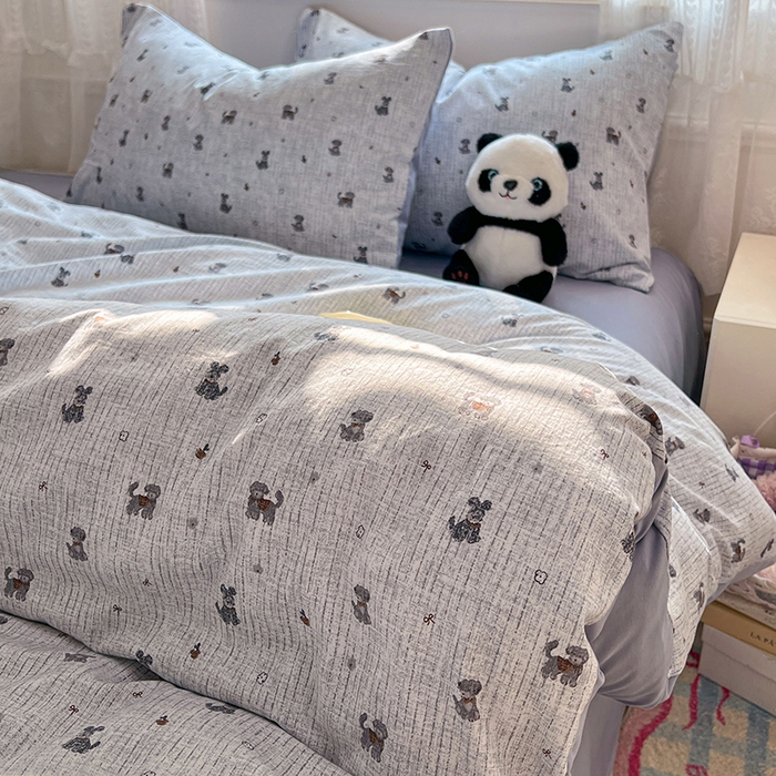 91家纺网 家纺一手货源 找家纺 优尚佳生活馆 【提供买家秀】2026新款加厚水洗仿棉A类印花四件套 汪汪卫队