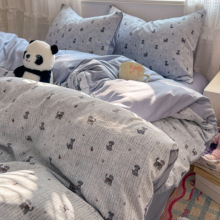 91家纺网 家纺一手货源 找家纺 优尚佳生活馆 【提供买家秀】2026新款加厚水洗仿棉A类印花四件套 汪汪卫队