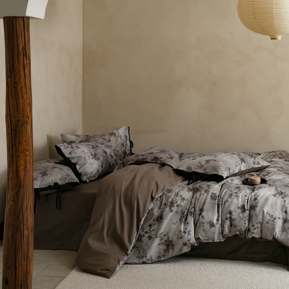 91家纺网 家纺一手货源 找家纺 简纯主义 2026新款50s全棉数码印花四件套-南风知我意 南风知我意-灰