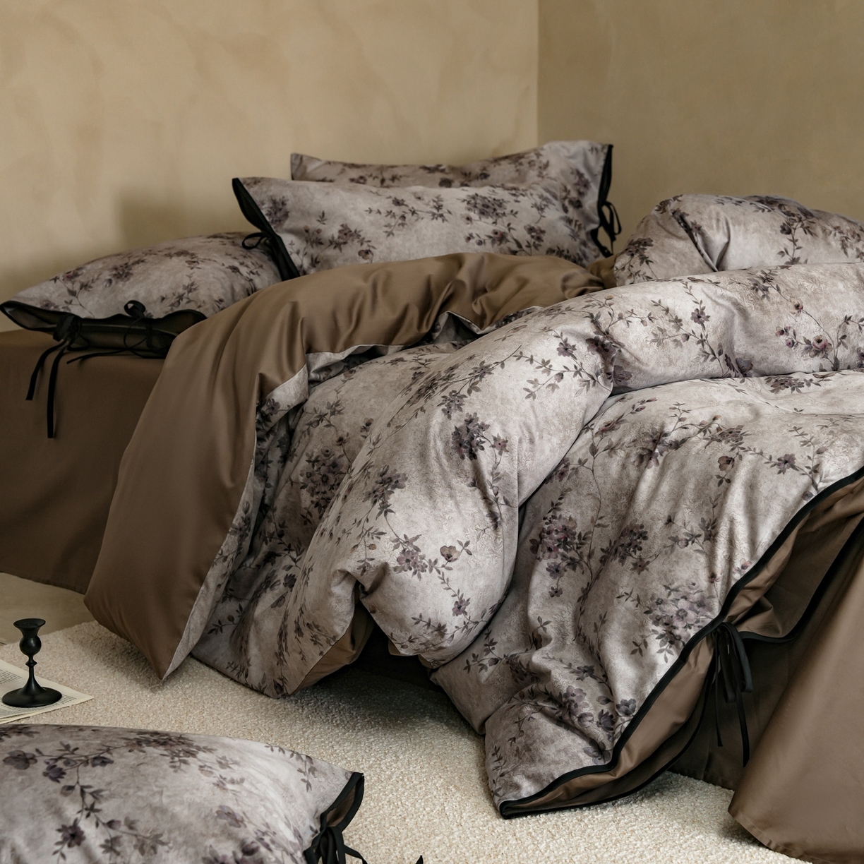 91家纺网 家纺一手货源 找家纺 简纯主义 2026新款50s全棉数码印花四件套-南风知我意 南风知我意-灰