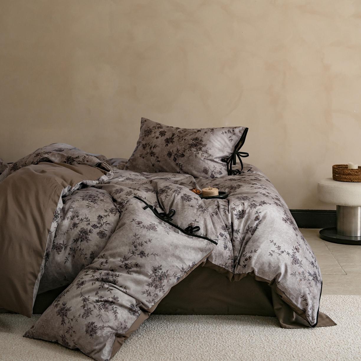 简纯主义 2026新款50s全棉数码印花四件套-南风知我意 南风知我意-灰