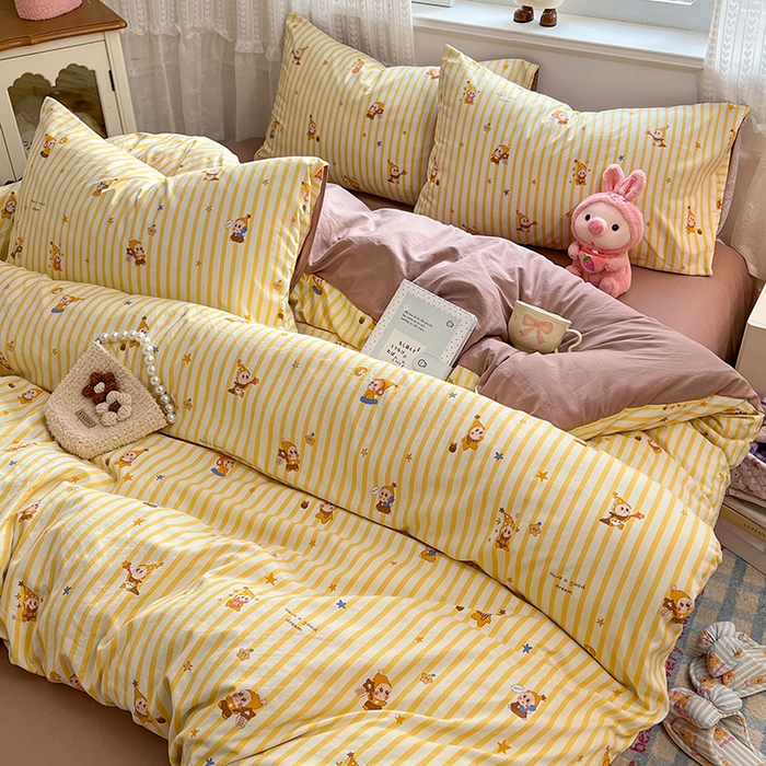 91家纺网 家纺一手货源 找家纺 优尚佳生活馆 【提供买家秀】2026新款加厚水洗仿棉A类印花四件套 星仔派对