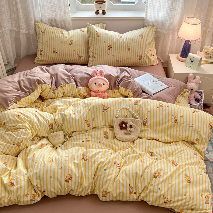 91家纺网 家纺一手货源 找家纺 优尚佳生活馆 【提供买家秀】2026新款加厚水洗仿棉A类印花四件套 星仔派对