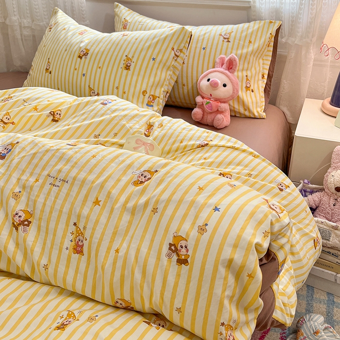 91家纺网 家纺一手货源 找家纺 优尚佳生活馆 【提供买家秀】2026新款加厚水洗仿棉A类印花四件套 星仔派对