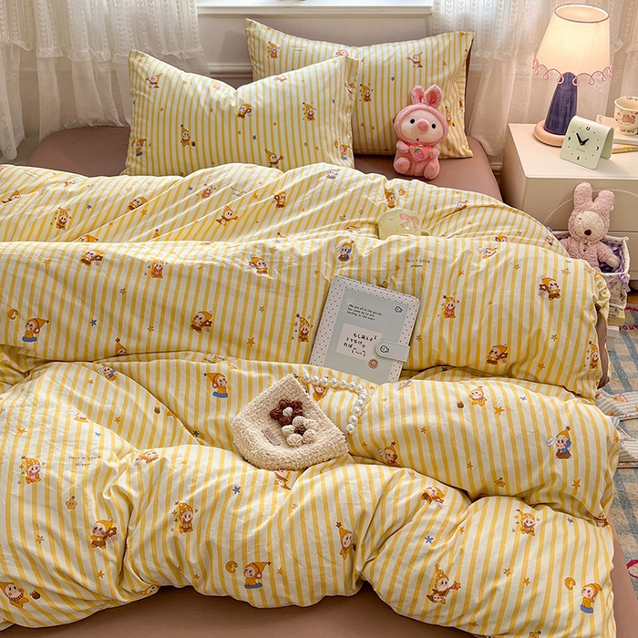 91家纺网 家纺一手货源 找家纺 优尚佳生活馆 【提供买家秀】2026新款加厚水洗仿棉A类印花四件套 星仔派对