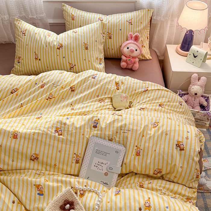 91家纺网 家纺一手货源 找家纺 优尚佳生活馆 【提供买家秀】2026新款加厚水洗仿棉A类印花四件套 星仔派对