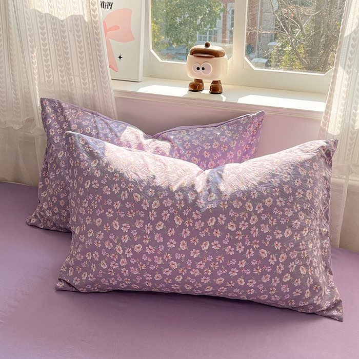 91家纺网 家纺一手货源 找家纺 优尚佳生活馆 【提供买家秀】2026新款加厚水洗仿棉A类印花四件套 紫樱漫庭