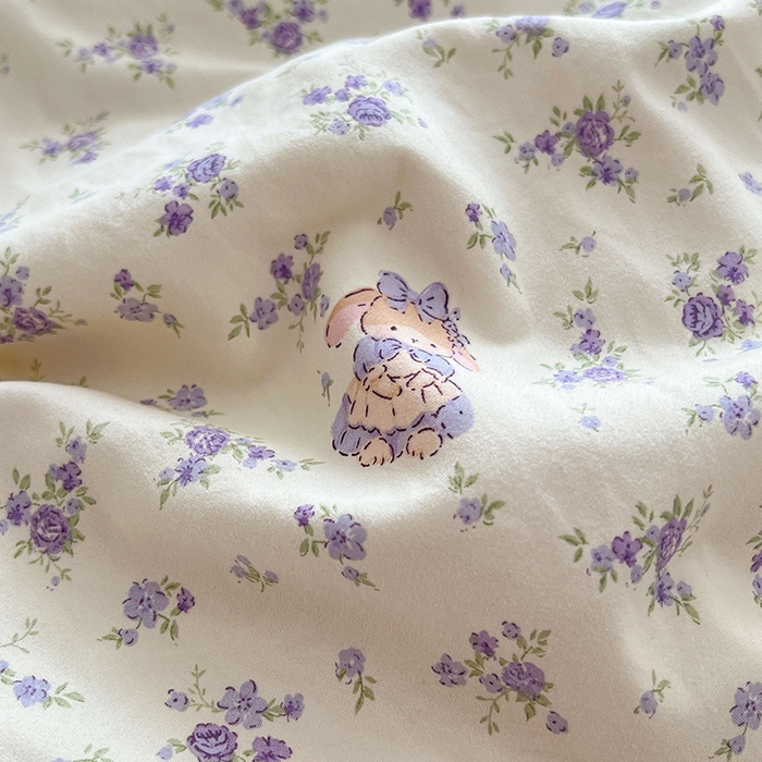 91家纺网 家纺一手货源 找家纺 优佳优品 【提供买家秀】2026新款加厚水洗仿棉A类印花四件套 浅紫花漾