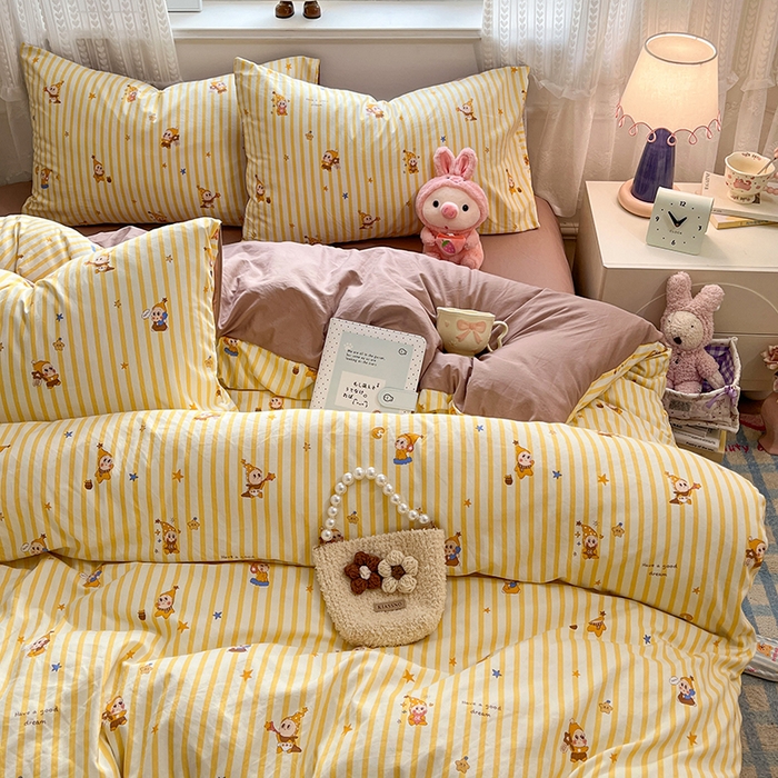 91家纺网 家纺一手货源 找家纺 优佳优品 【提供买家秀】2026新款加厚水洗仿棉A类印花四件套 星仔派对