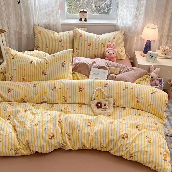 91家纺网 家纺一手货源 找家纺 优佳优品 【提供买家秀】2026新款加厚水洗仿棉A类印花四件套 星仔派对