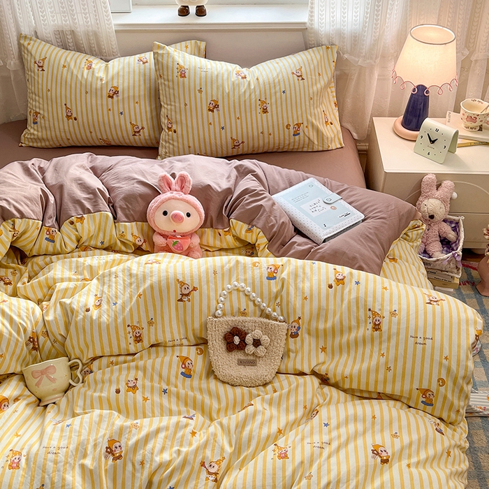 91家纺网 家纺一手货源 找家纺 优佳优品 【提供买家秀】2026新款加厚水洗仿棉A类印花四件套 星仔派对