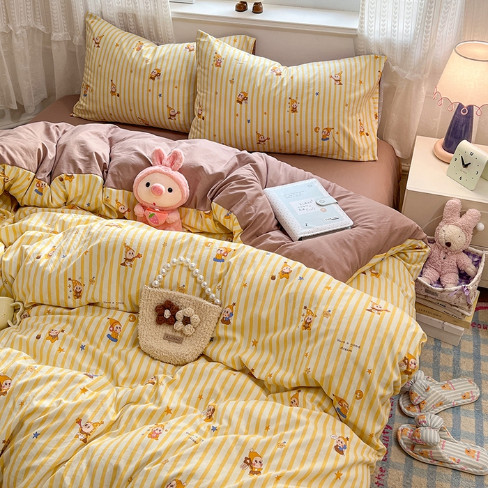 91家纺网 家纺一手货源 找家纺 优佳优品 【提供买家秀】2026新款加厚水洗仿棉A类印花四件套 星仔派对