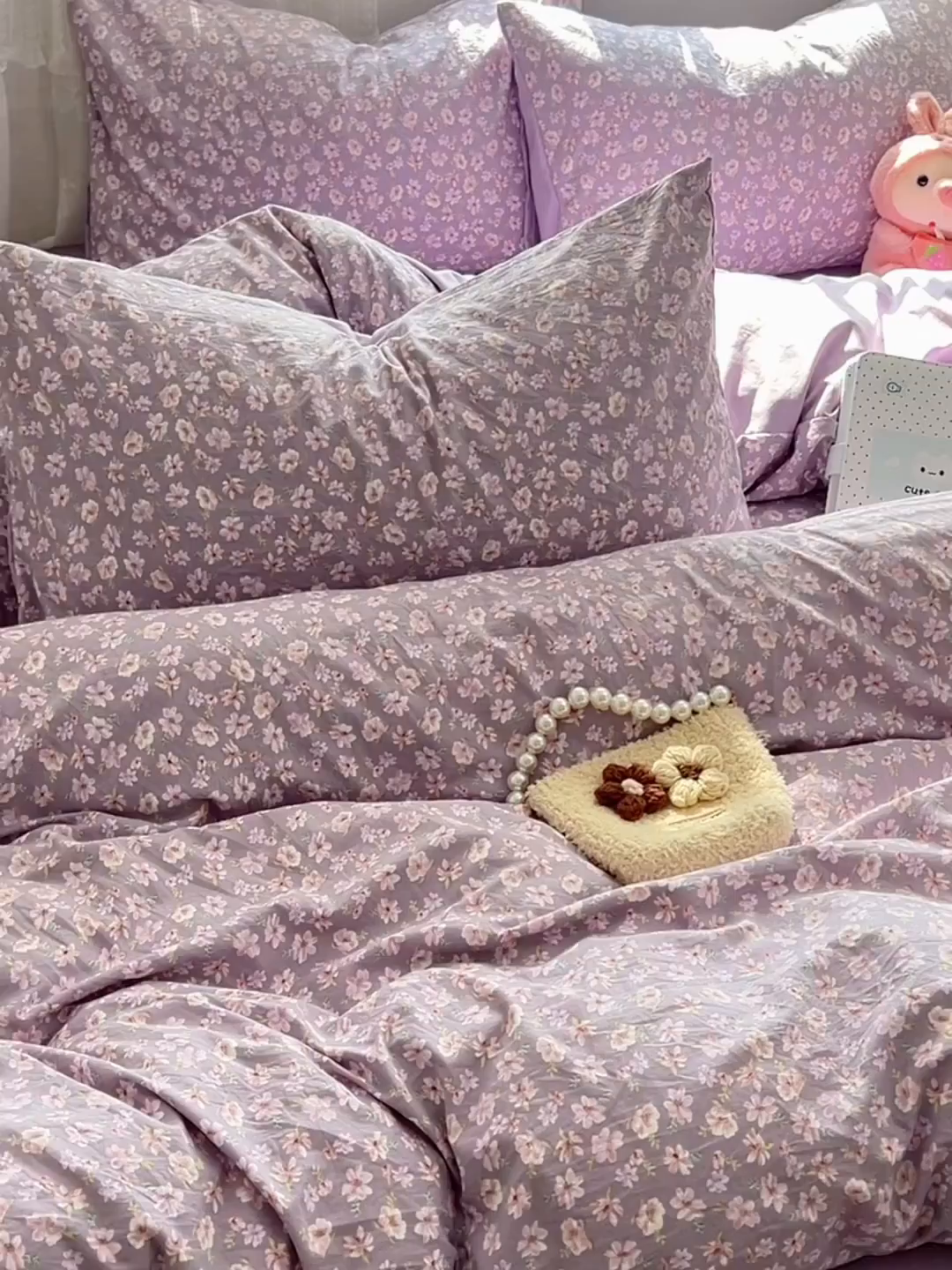 91家纺网 家纺一手货源 找家纺 优佳优品 【提供买家秀】2026新款加厚水洗仿棉A类印花四件套 紫樱漫庭