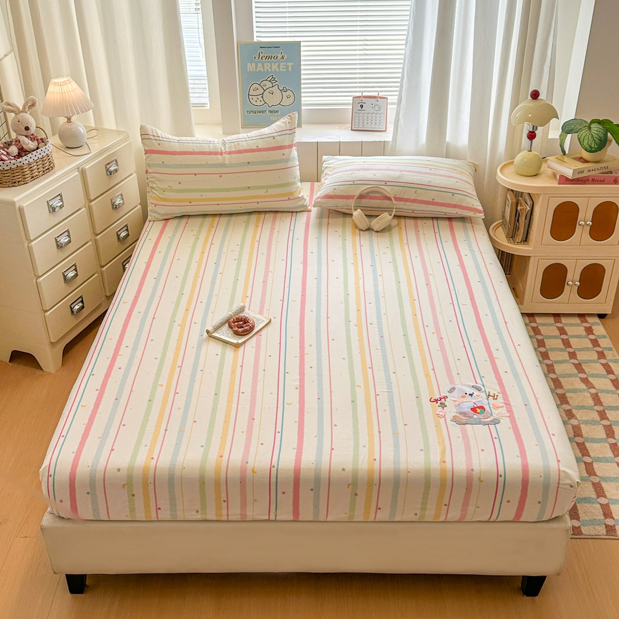 91家纺网 家纺一手货源 找家纺 易辰美 2026新款13372全棉纯棉印花卡通床笠单品床笠单件单床笠 考拉