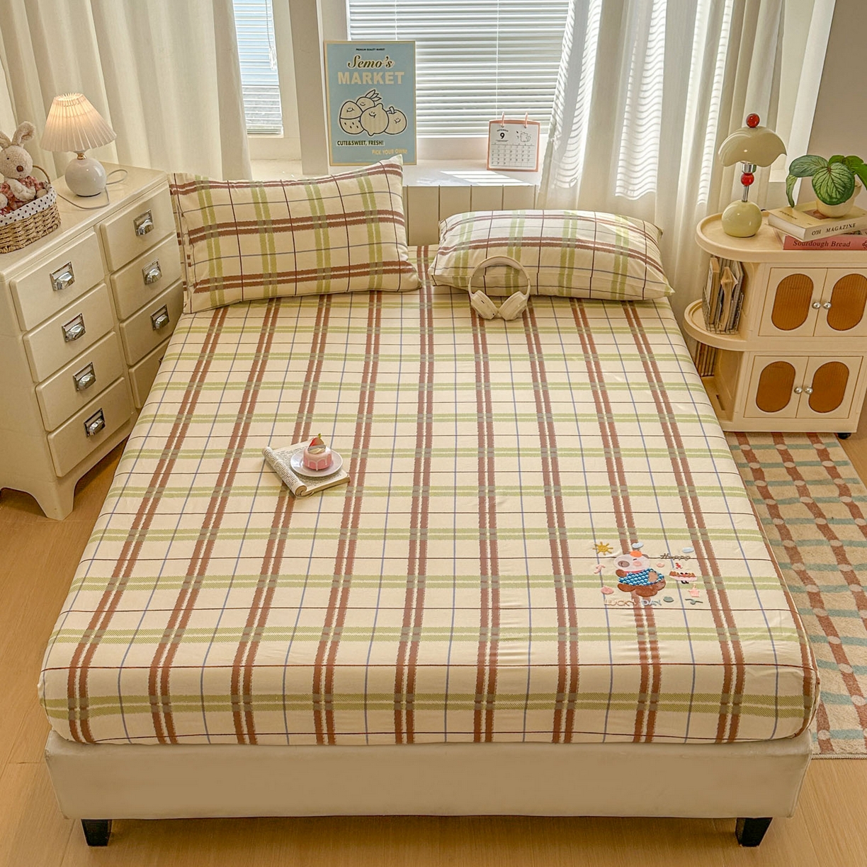 91家纺网 家纺一手货源 找家纺 易辰美 2026新款13372全棉纯棉印花卡通床笠单品床笠单件单床笠 卡皮巴拉