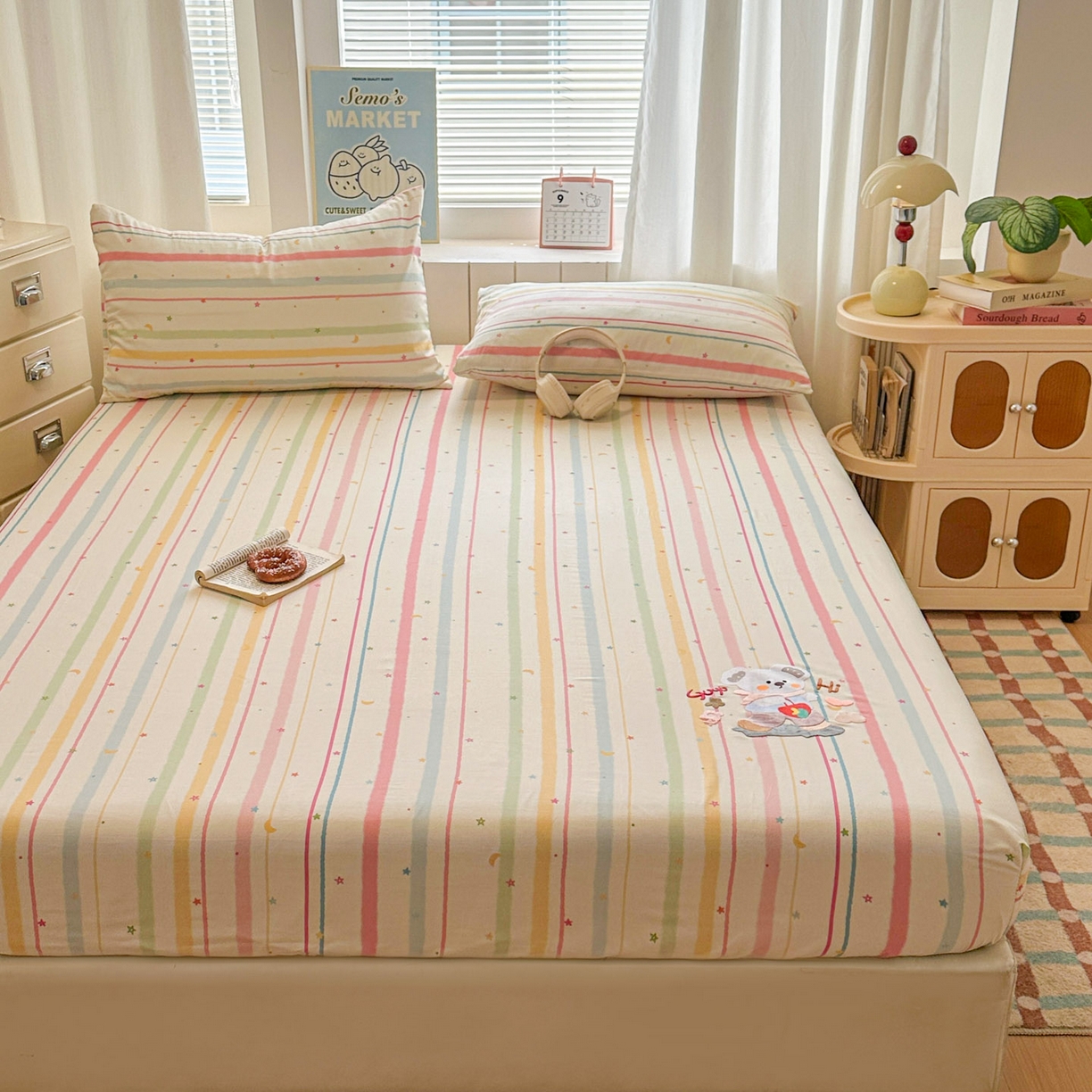 91家纺网 家纺一手货源 找家纺 易辰美 2026新款13372全棉纯棉印花卡通床笠单品床笠单件单床笠 考拉