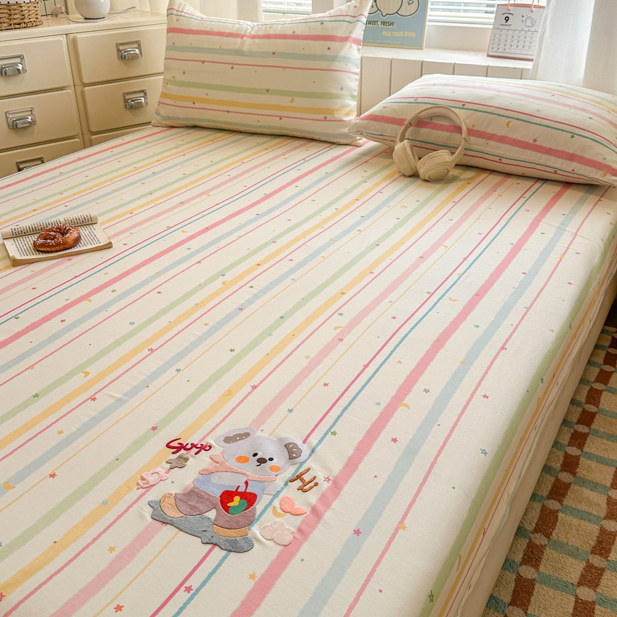 91家纺网 家纺一手货源 找家纺 易辰美 2026新款13372全棉纯棉印花卡通床笠单品床笠单件单床笠 考拉