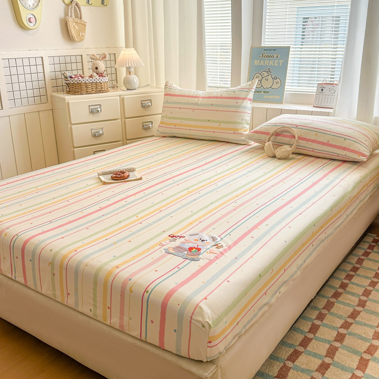 91家纺网 家纺一手货源 找家纺 易辰美 2026新款13372全棉纯棉印花卡通床笠单品床笠单件单床笠 考拉