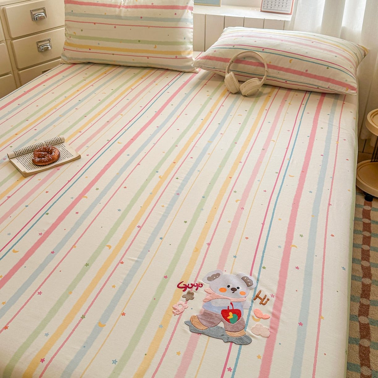 91家纺网 家纺一手货源 找家纺 易辰美 2026新款13372全棉纯棉印花卡通床笠单品床笠单件单床笠 考拉