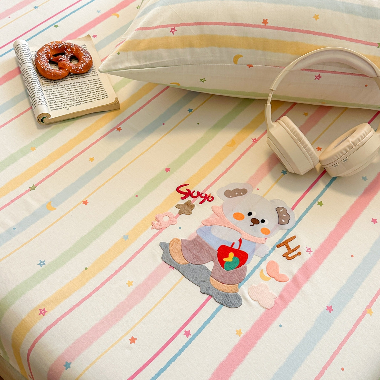 91家纺网 家纺一手货源 找家纺 易辰美 2026新款13372全棉纯棉印花卡通床笠单品床笠单件单床笠 考拉