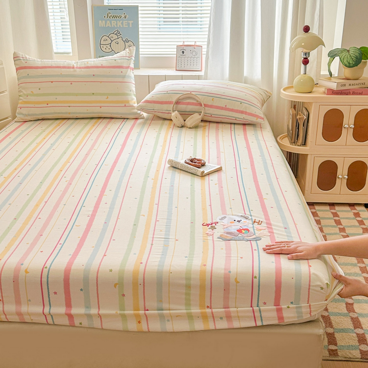 91家纺网 家纺一手货源 找家纺 易辰美 2026新款13372全棉纯棉印花卡通床笠单品床笠单件单床笠 考拉