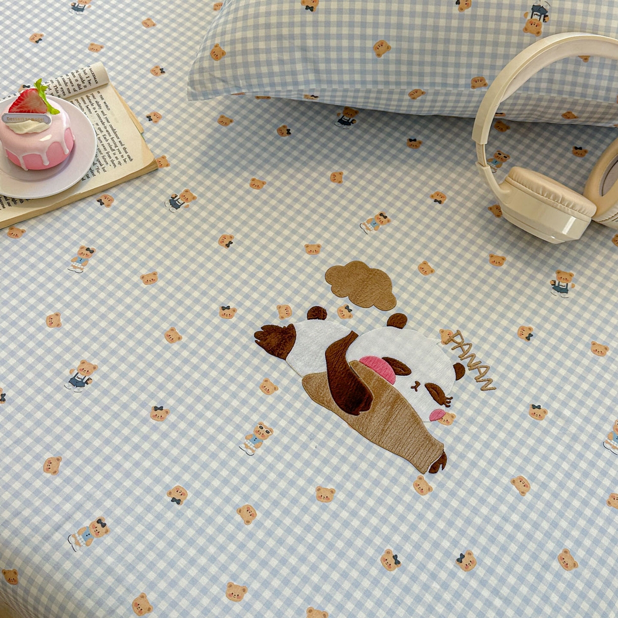 91家纺网 家纺一手货源 找家纺 易辰美 2026新款13372全棉纯棉印花卡通床笠单品床笠单件单床笠 趴趴熊