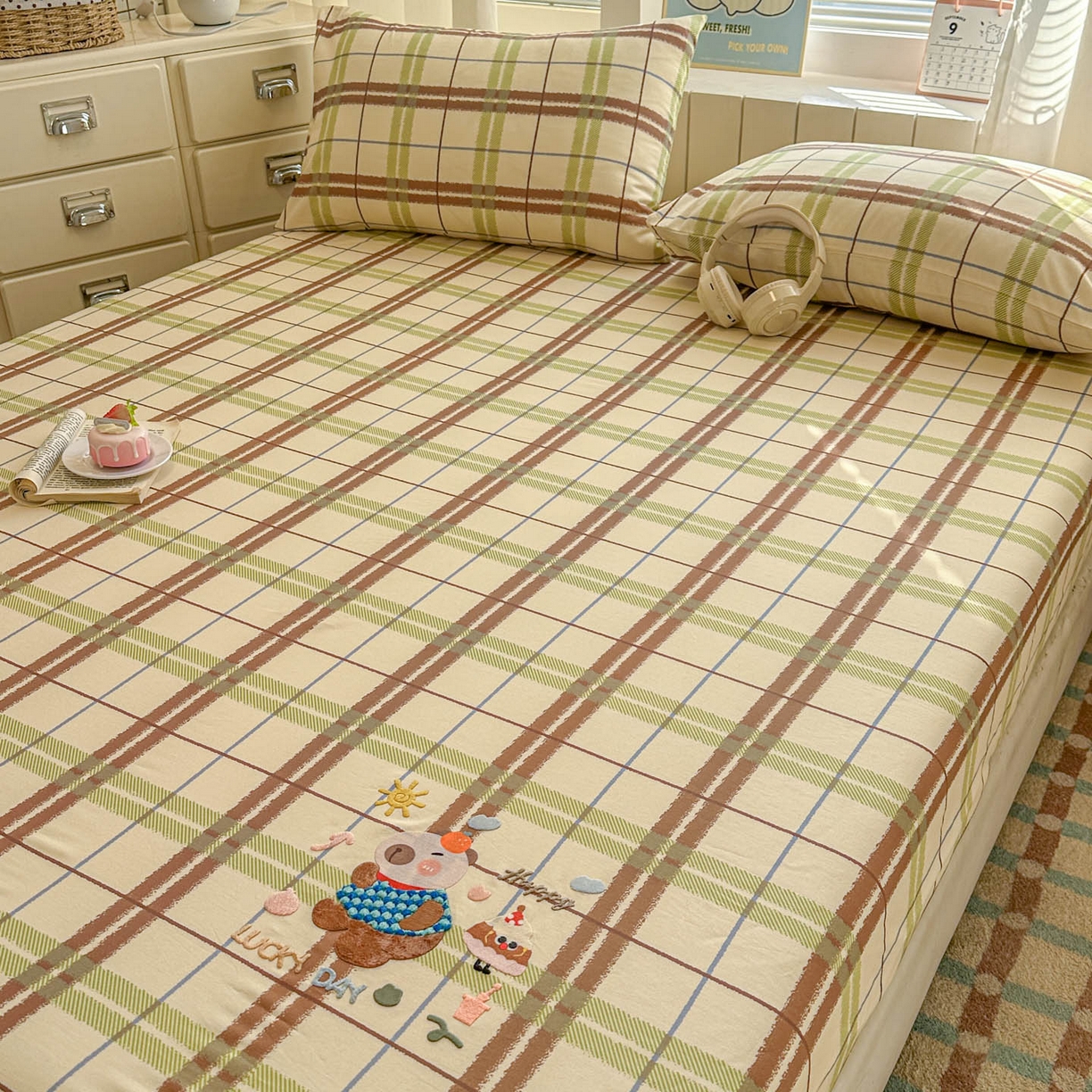 91家纺网 家纺一手货源 找家纺 易辰美 2026新款13372全棉纯棉印花卡通床笠单品床笠单件单床笠 卡皮巴拉