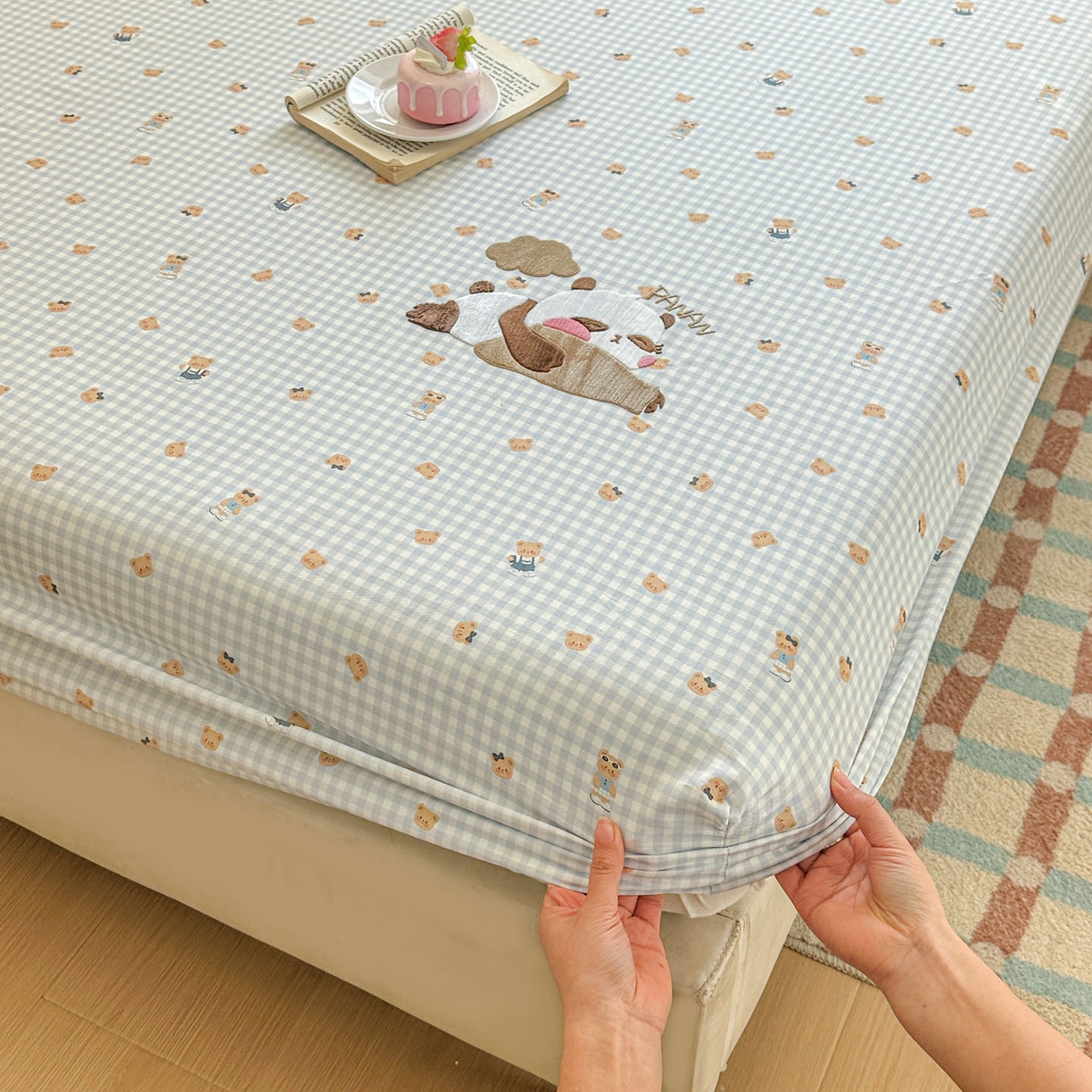 91家纺网 家纺一手货源 找家纺 易辰美 2026新款13372全棉纯棉印花卡通床笠单品床笠单件单床笠 趴趴熊