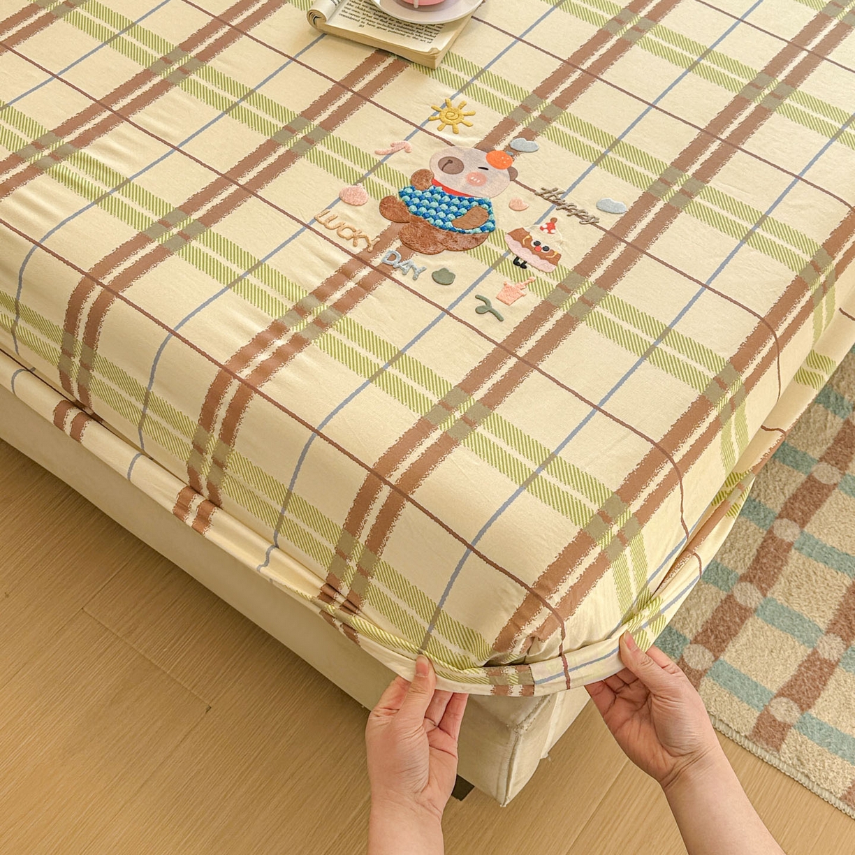 91家纺网 家纺一手货源 找家纺 易辰美 2026新款13372全棉纯棉印花卡通床笠单品床笠单件单床笠 卡皮巴拉