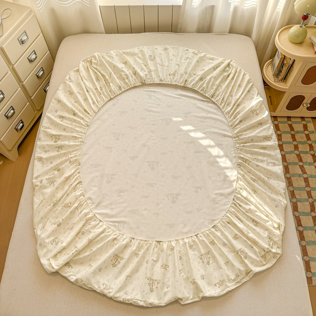 91家纺网 家纺一手货源 找家纺 易辰美 2026新款13372全棉纯棉印花卡通床笠单品床笠单件单床笠 小飞象