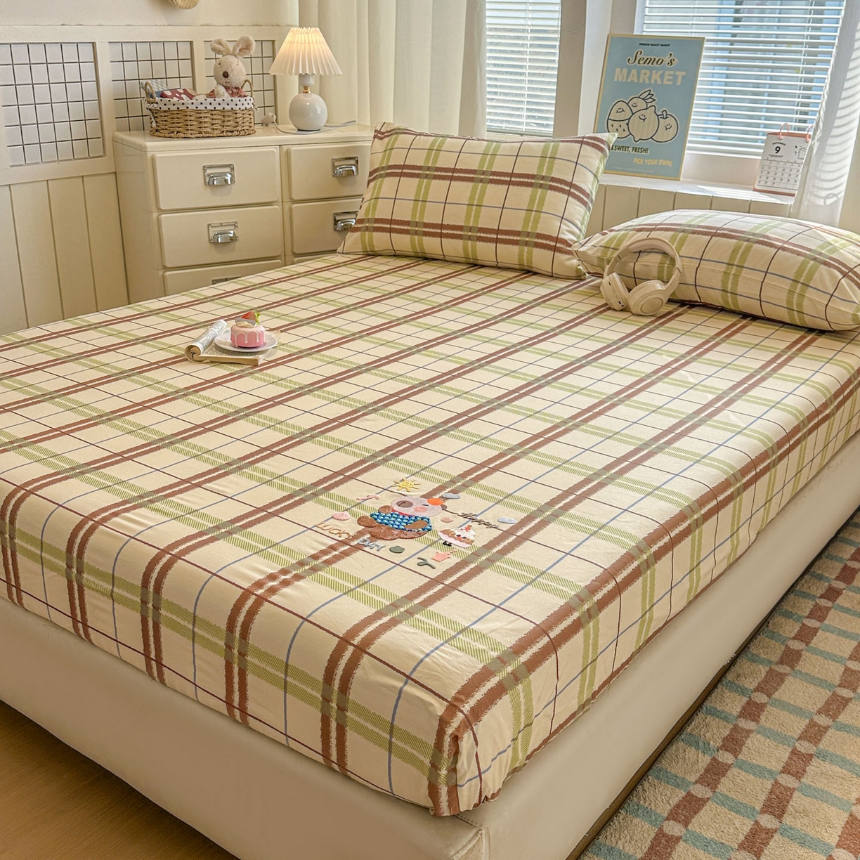 91家纺网 家纺一手货源 找家纺 易辰美 2026新款13372全棉纯棉印花卡通床笠单品床笠单件单床笠 卡皮巴拉