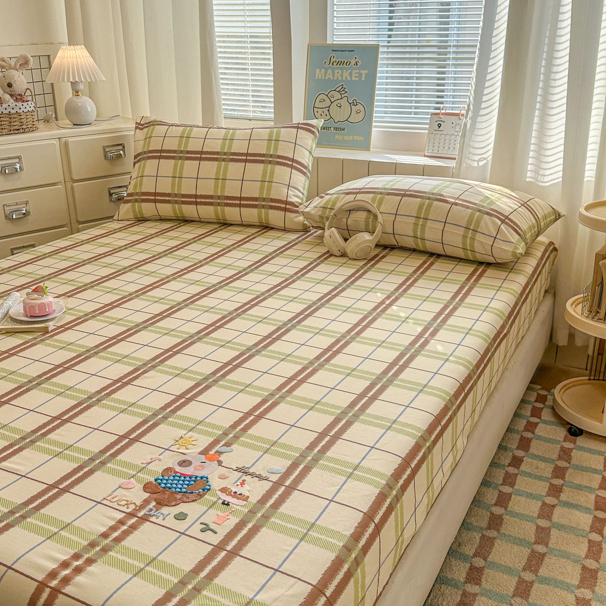 91家纺网 家纺一手货源 找家纺 易辰美 2026新款13372全棉纯棉印花卡通床笠单品床笠单件单床笠 卡皮巴拉