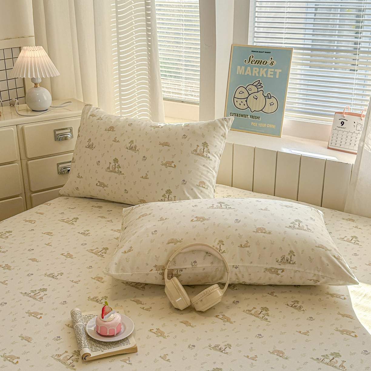 91家纺网 家纺一手货源 找家纺 易辰美 2026新款13372全棉纯棉印花卡通床笠单品床笠单件单床笠 小飞象