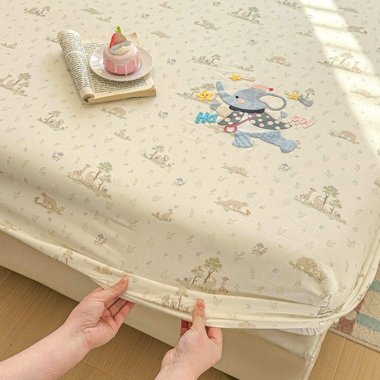 91家纺网 家纺一手货源 找家纺 易辰美 2026新款13372全棉纯棉印花卡通床笠单品床笠单件单床笠 小飞象