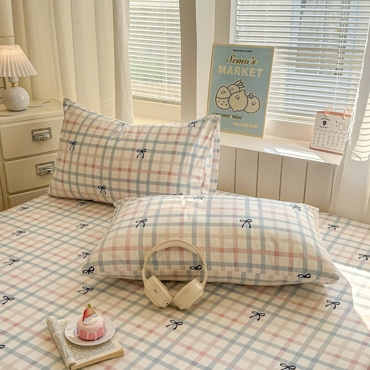 91家纺网 家纺一手货源 找家纺 易辰美 2026新款13372全棉纯棉印花卡通床笠单品床笠单件单床笠 红蓝熊猫