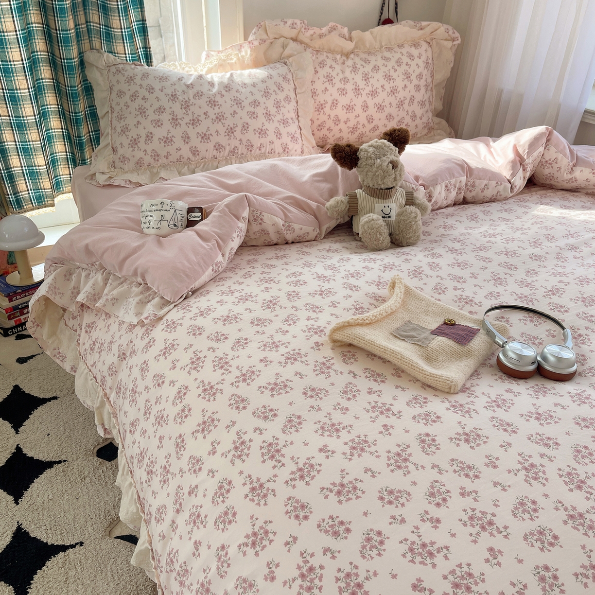 91家纺网 家纺一手货源 找家纺 （总）韩都家居 2026春夏新款古法仿棉蕾丝花边四件套