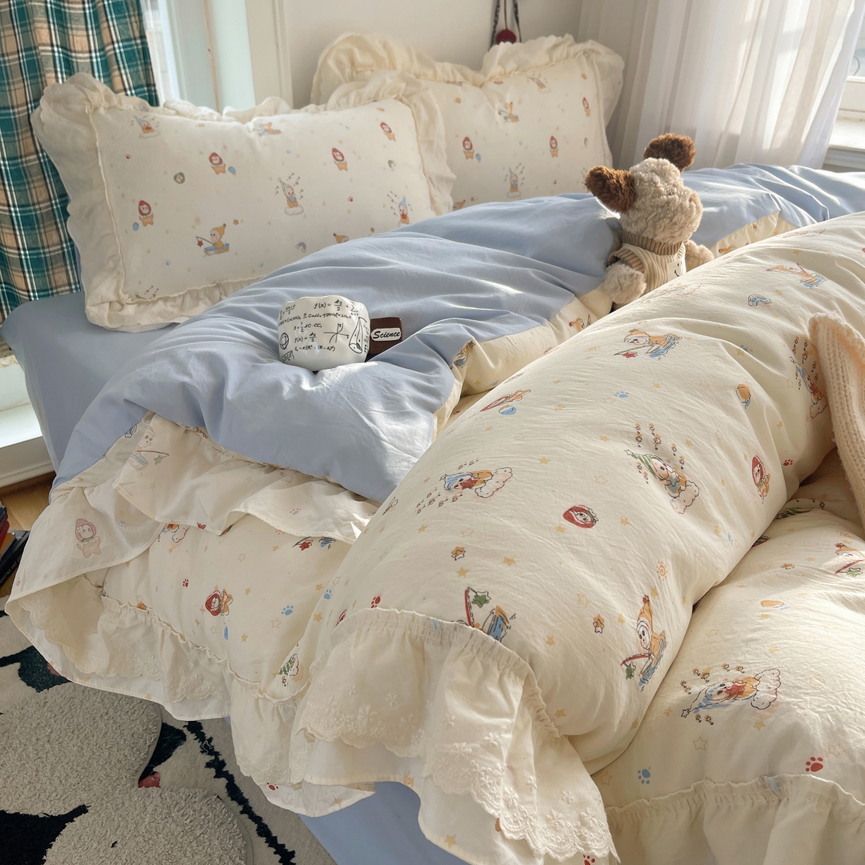 91家纺网 家纺一手货源 找家纺 （总）韩都家居 2026春夏新款古法仿棉蕾丝花边四件套