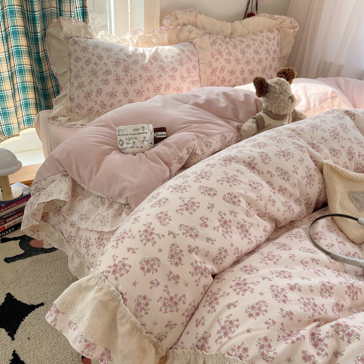 91家纺网 家纺一手货源 找家纺 （总）韩都家居 2026春夏新款古法仿棉蕾丝花边四件套