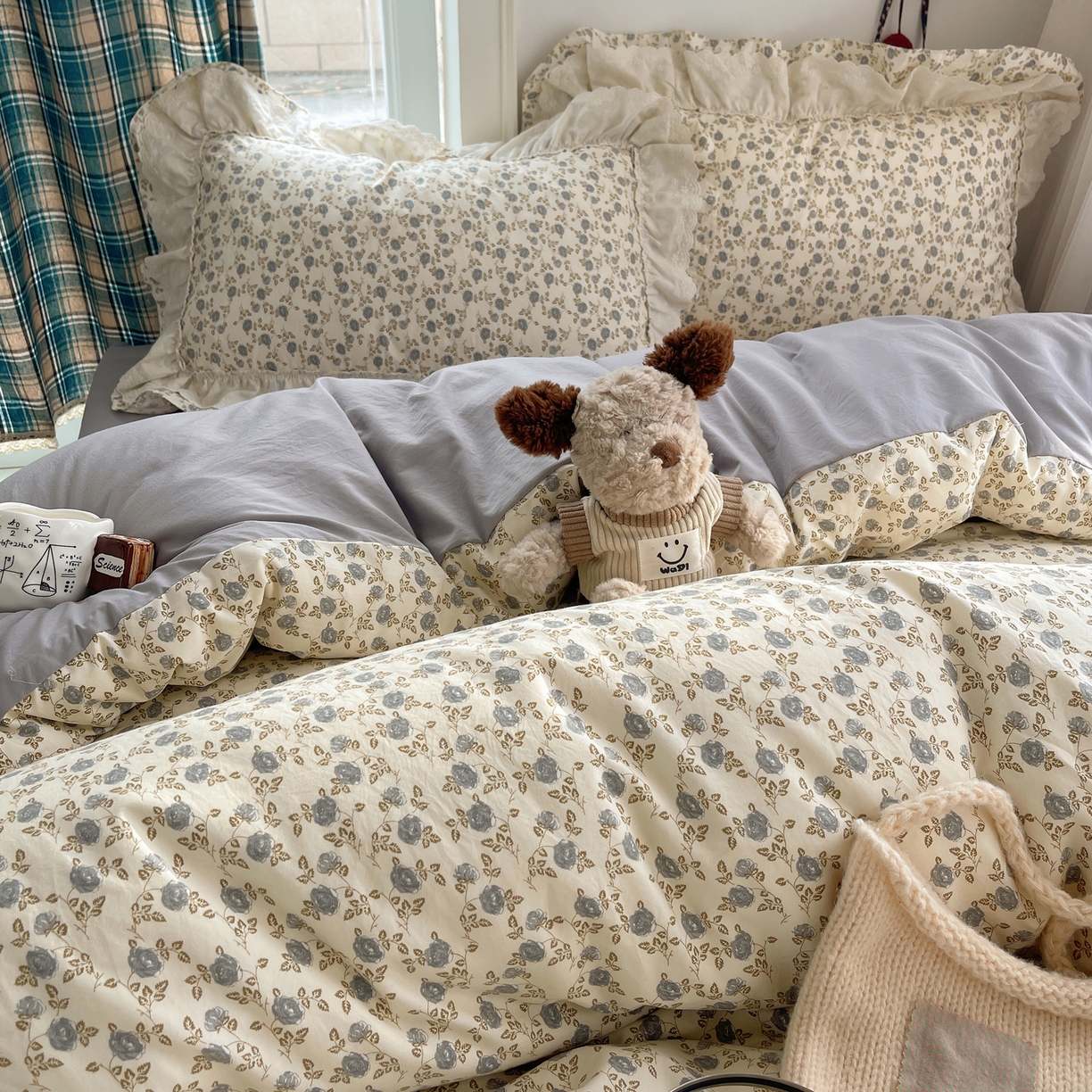 91家纺网 家纺一手货源 找家纺 韩都家居 2026春夏新款古法仿棉蕾丝花边四件套 蕾丝花漾