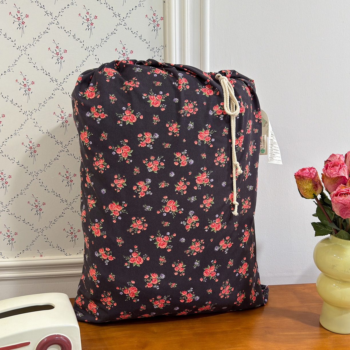 91家纺网 家纺一手货源 找家纺 赫梵茜 2026新款韩系古法韩国水洗棉仿棉云感棉大布袋法式浪漫大花边床盖四件套 春季花妖