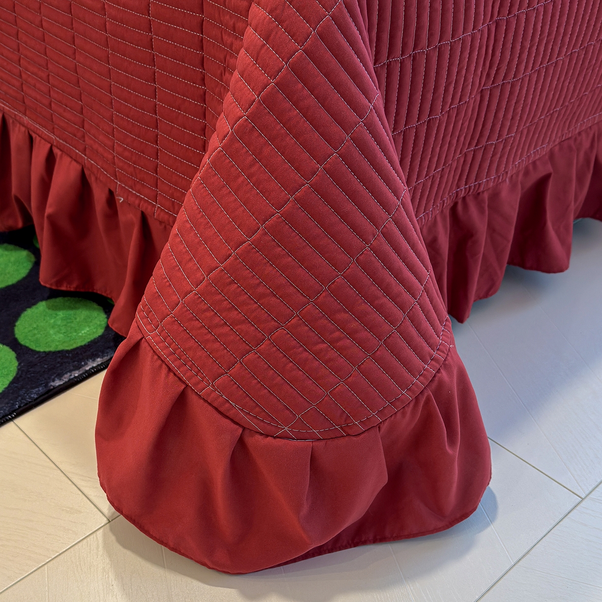 91家纺网 家纺一手货源 找家纺 赫梵茜 2026新款韩系古法韩国水洗棉仿棉云感棉大布袋法式浪漫大花边床盖四件套 春季梨花落