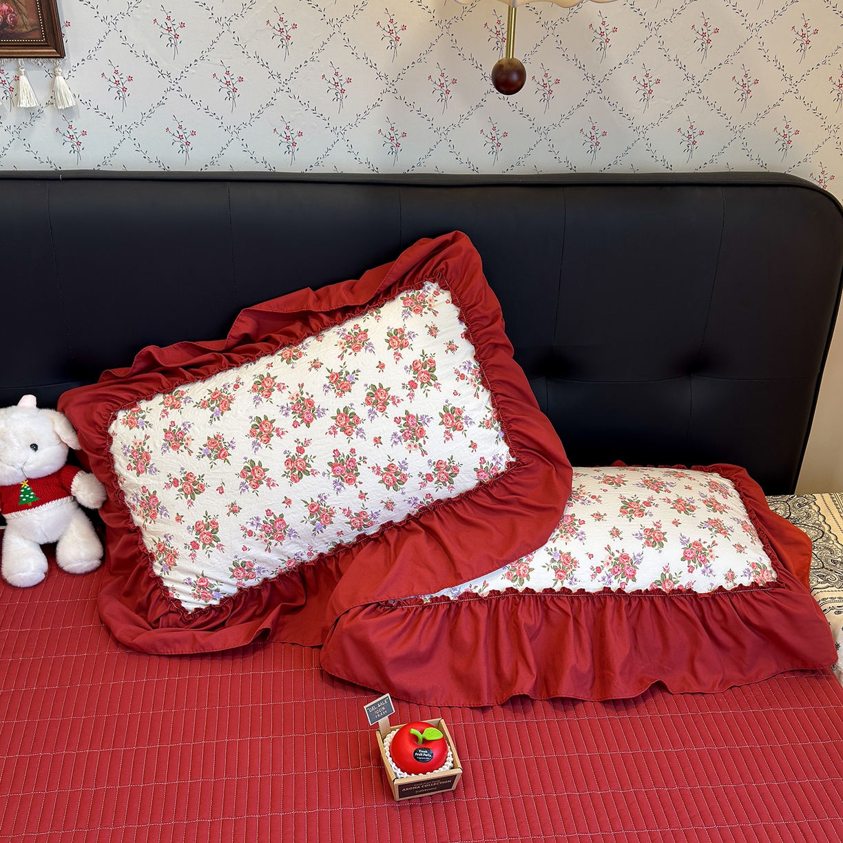 91家纺网 家纺一手货源 找家纺 赫梵茜 2026新款韩系古法韩国水洗棉仿棉云感棉大布袋法式浪漫大花边床盖四件套 春季梨花落