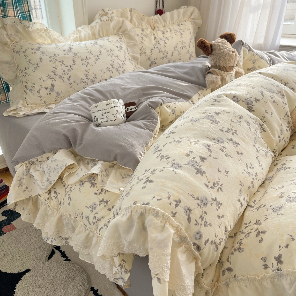 91家纺网 家纺一手货源 找家纺 （总）韩都家居 2026春夏新款古法仿棉蕾丝花边四件套