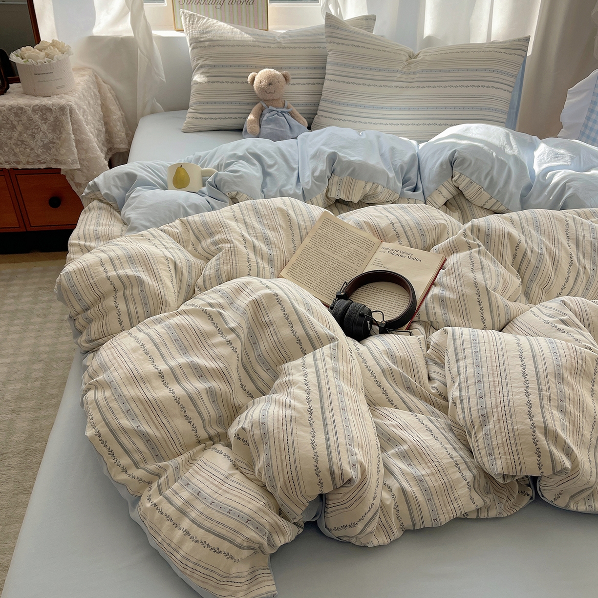 91家纺网 家纺一手货源 找家纺 （总）初夏家纺 2026 古法仿棉水洗棉A类四件套被罩床单三件套床上用品卡通可爱【提供买家秀】