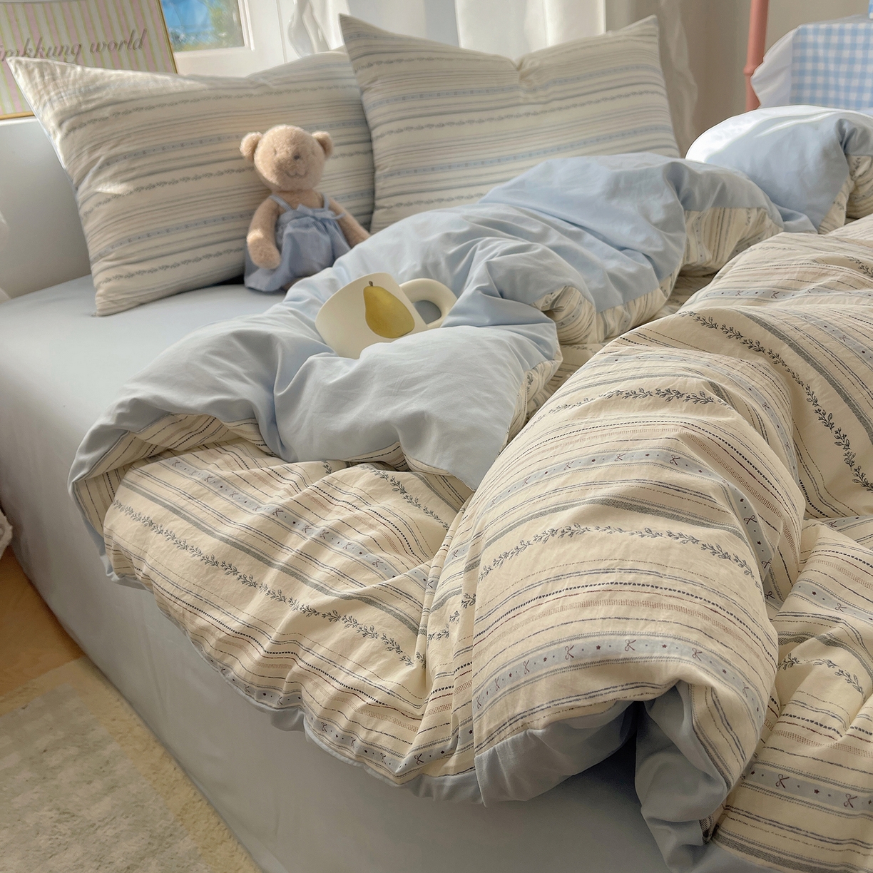 91家纺网 家纺一手货源 找家纺 （总）初夏家纺 2026 古法仿棉水洗棉A类四件套被罩床单三件套床上用品卡通可爱【提供买家秀】