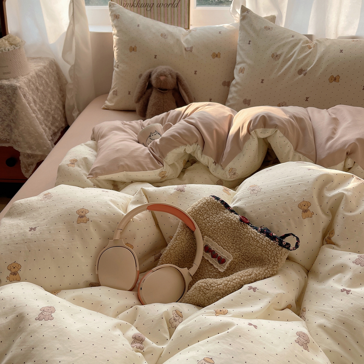 91家纺网 家纺一手货源 找家纺 （总）初夏家纺 2026 古法仿棉水洗棉A类四件套被罩床单三件套床上用品卡通可爱【提供买家秀】