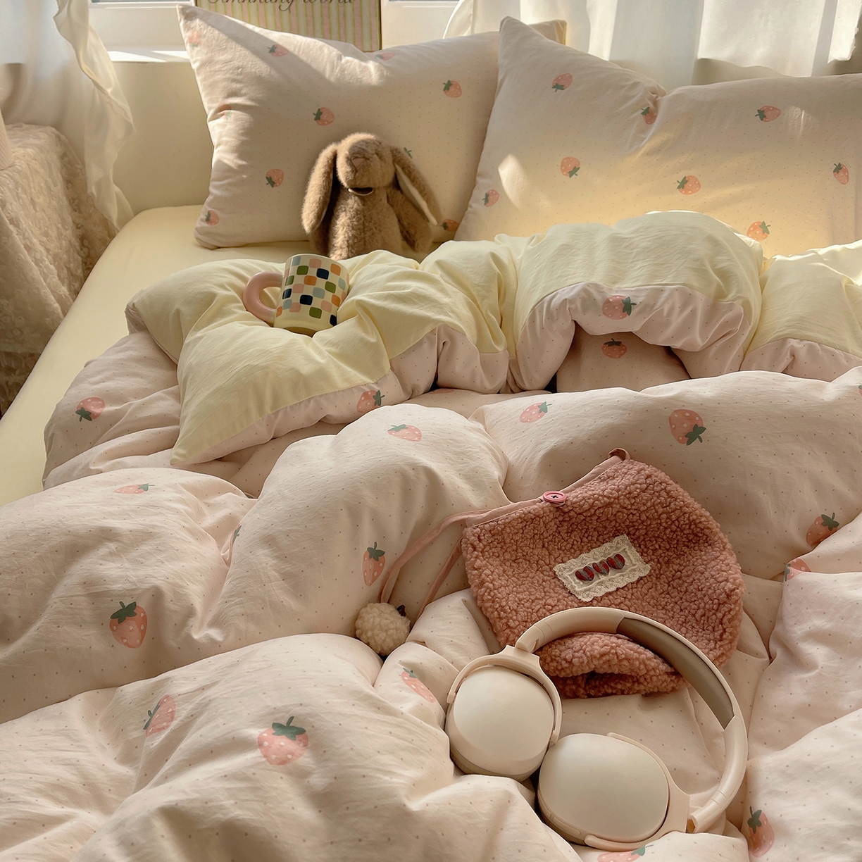 91家纺网 家纺一手货源 找家纺 （总）初夏家纺 2026 古法仿棉水洗棉A类四件套被罩床单三件套床上用品卡通可爱【提供买家秀】