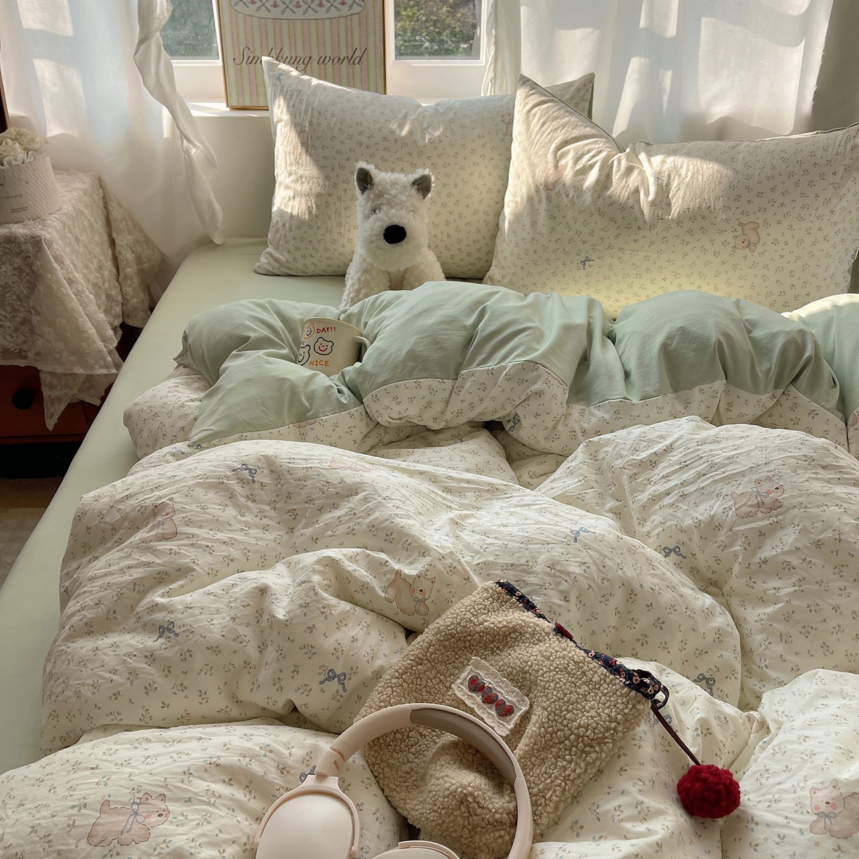 91家纺网 家纺一手货源 找家纺 （总）初夏家纺 2026 古法仿棉水洗棉A类四件套被罩床单三件套床上用品卡通可爱【提供买家秀】