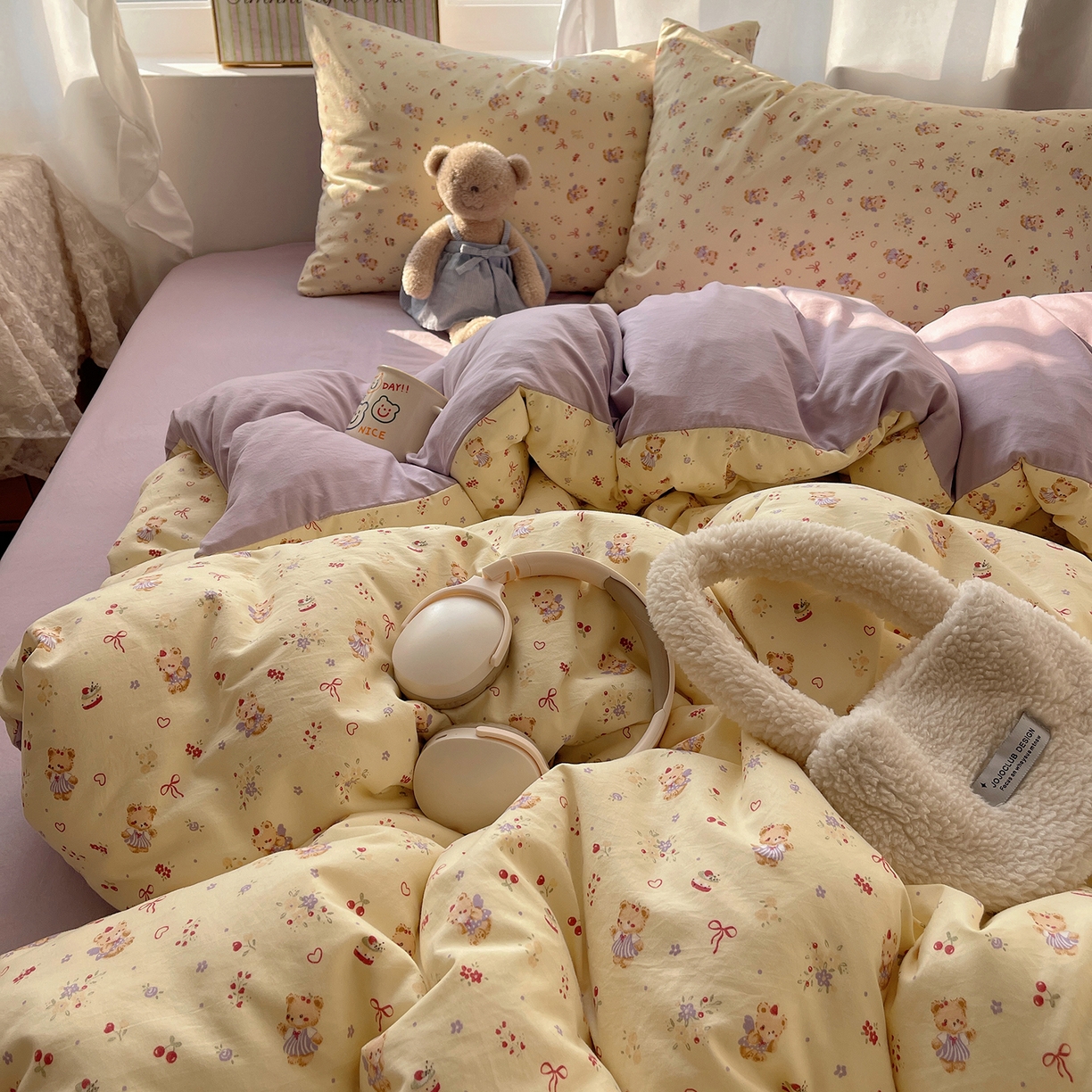 91家纺网 家纺一手货源 找家纺 （总）初夏家纺 2026 古法仿棉水洗棉A类四件套被罩床单三件套床上用品卡通可爱【提供买家秀】